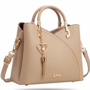 2 Piece Khaki Tote Handbag Set Fashion/Clutch. CHARM NOT INCLUDED!